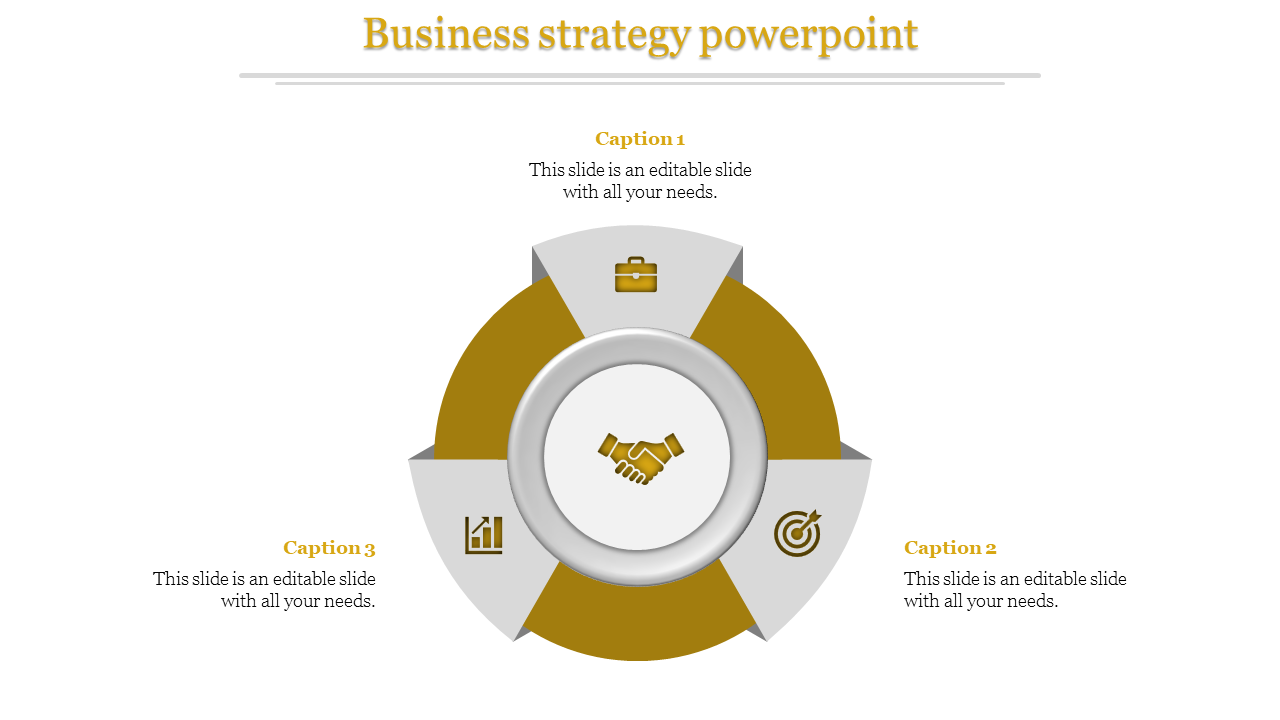 Elegant Three Noded Business Strategy PowerPoint Template